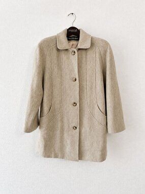 Vintage 80s Herman Kay Minimalist Beige Old Money Preppy Normcore Coat SZ 8